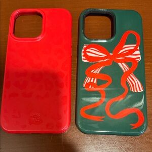 Stylish Red and Green Phone Cases with Bow Design